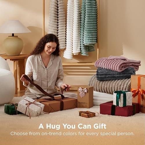 Bedsure GentleSoft White Throw Blanket for Couch - Cozy Blanket for Women, Cute Fleece Throw for Girls, Christmas Birthday Gifts for Women Men Teen, Room Home Boho Fall Decor, Off White, 50x60 Inches thumbnail 7