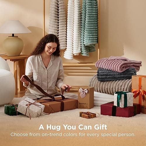 Bedsure GentleSoft White Throw Blanket for Couch - Cozy Fleece Throw Blanket for Women Girls, Cute Birthday Gifts for Women Men Teen, Room Home Boho Spring Valentines Decor, Off White, 50x60 Inches thumbnail 7