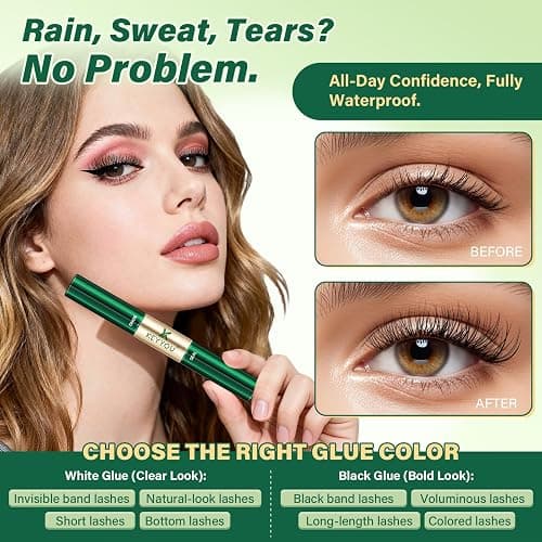 KEYYOU Lash Bond and Seal Cluster Lash Glue for Lash Clusters Strong Gentle Comfortable Bond and Seal Waterproof Mascara Wand Individual Lash Glue 5ml+5ml（Clear thumbnail 4