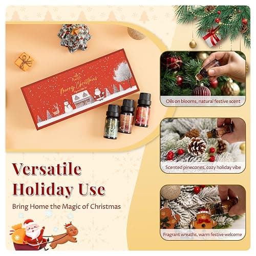 Christmas Essential Oil Set | 6 Pack Holiday Fragrance Oils for Diffuser, Candle Making | Christmas Tree, Spice, Gingerbread, Apple Cider, Candy, Cranberry | Aromatherapy Gift Set for Home & Women thumbnail 6