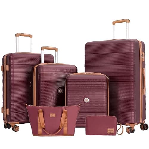 Amalodie 6-Piece Hardcase Luggage Sets 16" 20“24”28“ | ABS+PC Suitcases with Double Spinner Wheels,TSA Lock,Underseat Duffel Bag - Image 1
