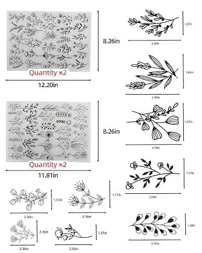 118 Pcs Water Soluble Hand Sewing Stabilizers, Embroidery Stick and Stitch Embroidery Paper Wash Away, Floral Patterns for Hand Sewing Lovers, Adults (Plants Flowers) thumbnail 2