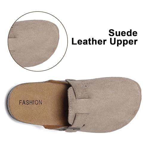 XTJSCBDSH Kids Suede Clogs with Cork Footbed, Toddler Boys Girls Sandals, Adjustable Buckle Slip-On Slippers, Arch Support Mules for Indoor Outdoor thumbnail 4