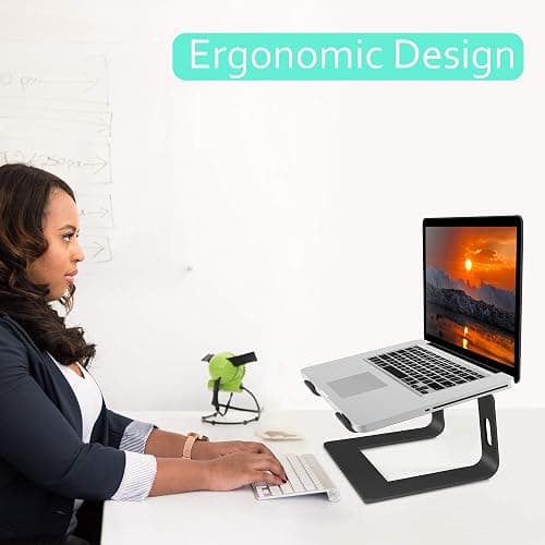 Orionstar Laptop Stand Aluminum Laptop Riser Compatible with Apple Mac MacBook Air Pro 10 to 15.6 Inch Notebook Computer, Ergonomic Elevator Holder, Black thumbnail 7