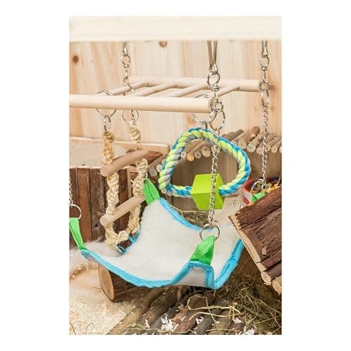 Trixie Small Animal Suspension Bridge, Hanging Cage Accessory with Hammock and Climbing Toys - Ladder and Ring, Ideal for Rats, Ferrets, Guinea Pigs, Mice thumbnail 2