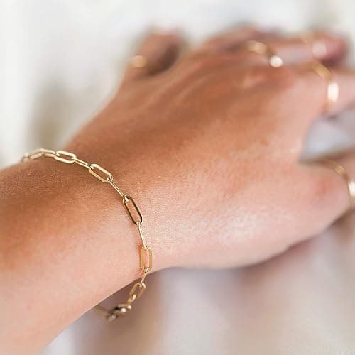 MEVECCO Bracelet for Women 14K Gold Plated Dainty Chain Simple Jewelry Cute Handmade Minimalist for Her thumbnail 5