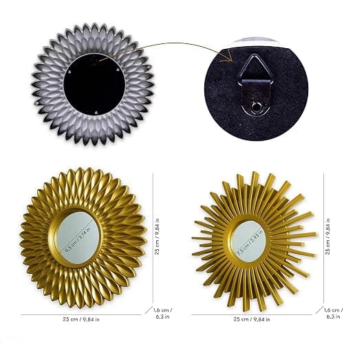 BONNYCO Gold Mirrors for Wall Pack of 3, Round Wall Mirrors Bedroom Room and Home Decor. Espejos Decorativos de Pared Sala Dormitorio, Modern Minimalist Decor Vintage, Chic. Gifts for Women, Mums thumbnail 3