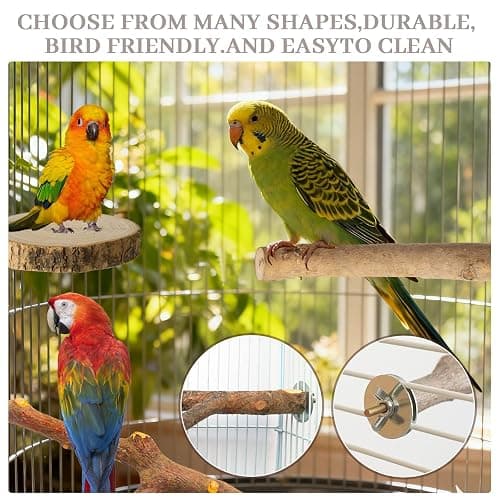 StyEdEk 8 Pack Natural Wood Bird Perches Parrot Perch Stand Parakeet Toys Bird Cage Accessories for Budgerigar Cockatiels, Conures thumbnail 5