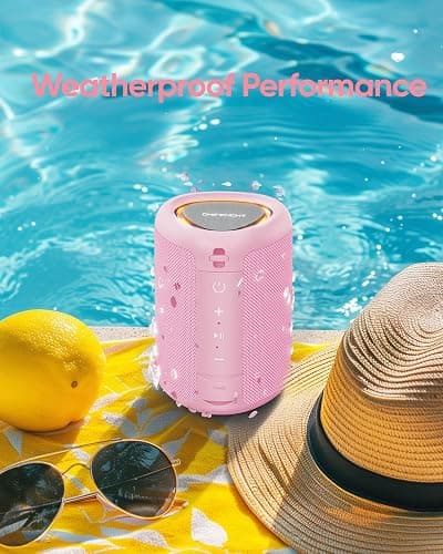 Portable Bluetooth Speaker with Lights, Stocking Stuffers, Powerful Crystal Clear Sound, IPX5 Waterproof, All Day Playtime, BT 5.3, TWS Paring, Small Wireless Speaker for Outdoor, White Elephant Gifts thumbnail 8