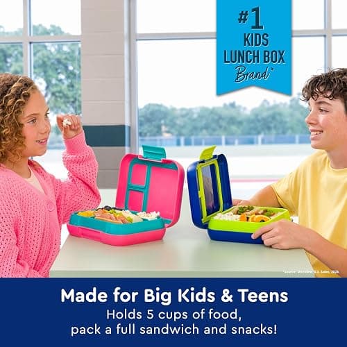 Bentgo Pop - Leak-Proof Lunch Box & Removable Divider for Ages 8+ & Teens - Lunch Container Holds 5 Cups of Food; 3-4 Compartments; Microwave/Dishwasher Safe; 2 Year Warranty (Navy Blue/Chartreuse) thumbnail 3