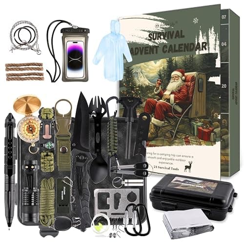 Survival Advent Calendar for Adult Men - Survival Kits Advent Calendar 2025 for Teen 24 Days Christmas Countdown - Xmas Surprise Gifts for Outdoor Adventure - Image 1