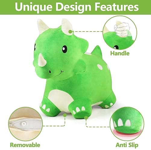 iPlay, iLearn Bouncy Pals Dinosaur Hopper Toy 2 Year Old Boy, Toddler Plush Bounce Animals, Ride on Bouncing Triceratops for Kids, Outdoor Hopping Horse Bouncer, Cool Birthday Gifts 3 4 5 6 Yr Girls - Dinosaur Hopper thumbnail 5