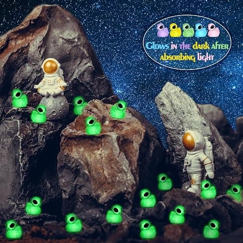 VioraWhite 100 Pcs Luminous Alien Duck Figurine Glow in The Dark Mini Funny UFO Sci-fi Resin Duck for Christmas Party Dashboard Decor Desk Collectible Cute Alien Decor Prize Boxes Stocking Stuffers thumbnail 4