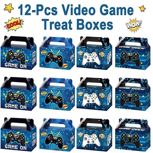 Tevxj 12 Pcs Video Game Bags Gamer Party Favors Treat Gift Boxes Gamer Candy Bags Gaming Party Favors Goody Boxes for Kids Boys Video Game Birthday Decorations Supplies 6 x 3 x 3.5 Inches（Blue） thumbnail 4