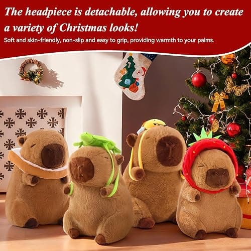 SHINUOER Capybara Plush Cute Capybara Stuffed Animal Kawaii Plush with Strawberry Hat Capybara Gifts Cute Plush Pillow Christmas Gifts for Boys Girls 9 Inch thumbnail 6