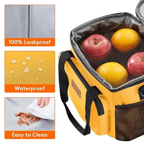 Lifewit Medium Lunch Bag, Insulated Lunch Box, Soft Cooler Cooling Tote for Adult Men Women, Orange 12-Can (9L) thumbnail 6