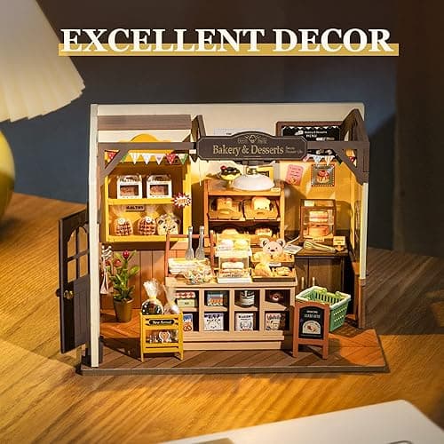 ROBOTIME Miniature House Kit DIY Mini Dollhouse with Accessories Tiny Store Making Kit with LED Light Hobby Birthday Gifts for Adults thumbnail 4
