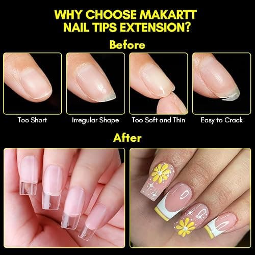 Makartt Medium Square Fake Nail Tips: 120pcs Clear Full Cover Half Matte Soft Gel Pre-shape Acrylic Gel Press on Extension for Nails, 12 Sizes French Manicure Salon Home DIY with Box thumbnail 5
