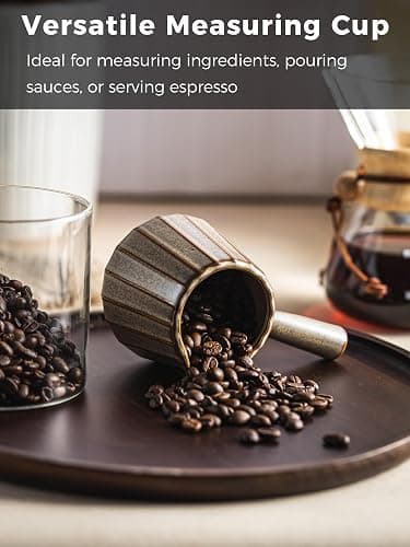 YHOJOY Espresso Cup, Ceramic Espresso Measuring Cup with Handle, Expresso Shots Cups with Spout, Espresso Accessories, 200ML/6 OZ, Dark Agate Red thumbnail 8