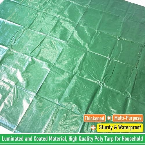 7x7 Ft Yard Garden Leaf Tarp W/ 4 Handles Waterproof Tarp for Sandbox Cover,Outdoor Tarpaulin,Lawn Debris,Landscape Pruning,Leaf Hauler,Tent Footprint,Camping Tent Mat,Patio Table,Yard Fire Pit Cover thumbnail 7