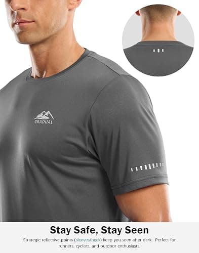 Men's UPF 50+ Sun Protection Dry Fit Workout T-Shirts Rash Guard Swim Shirts Moisture Wicking Tee for Athletic, Beach, Hiking thumbnail 4