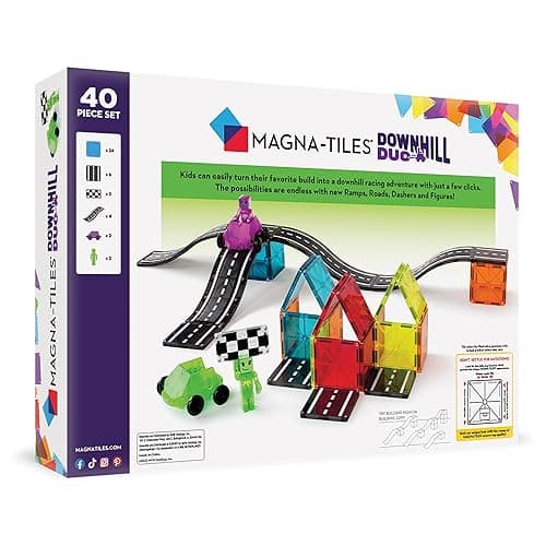 MAGNA-TILES Downhill Duo 40-Piece Magnetic Construction Set, The Original Magnetic Building Brand thumbnail 3