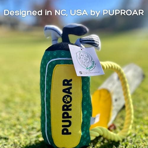PUPROAR Golf Dog Toy, Dog Birthday Gift, Funny Squeaky Plush Rope Golf Bag Toy for Small, Medium & Large Breeds thumbnail 9