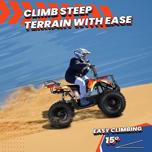 UNYMON 36V Kids ATV XL Four Wheeler w/EVA Tire Ride on Toys for Big Kids 4-Wheeler Dirt Quad Electric ATV with 500W Powerful Motor Off-Road Electric Vehicles, Fire thumbnail 8