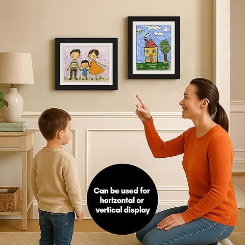 Americanflat Kids Artwork Frame Changeable (Black) - Magnetic Door Holds 100 Art Pieces - 8.5x11 Letter Size Display with Mat or 10x12.5 Without Mat - My Mini Masterpiece thumbnail 4