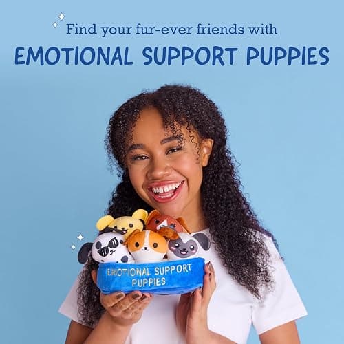 Emotional Support Puppies, Cuddly Stuffed Animals by Relatable | Plushies and Cute Stuff, Great Gift Ideas for Loved Ones of All Ages, Includes 5 Plushies with Carrying Basket thumbnail 3