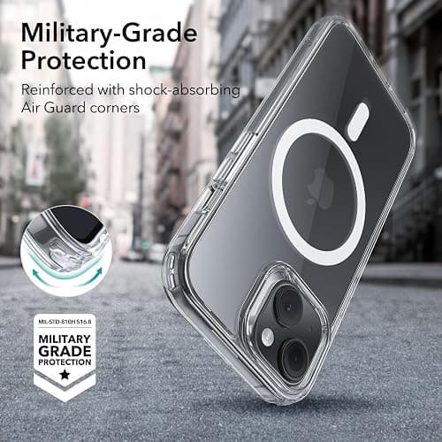 ESR for iPhone 15 Case, Compatible with MagSafe, Military-Grade Protection, Yellowing Resistant, Scratch-Resistant Back, Magnetic Phone Case for iPhone 15, Classic Series, Clear thumbnail 4
