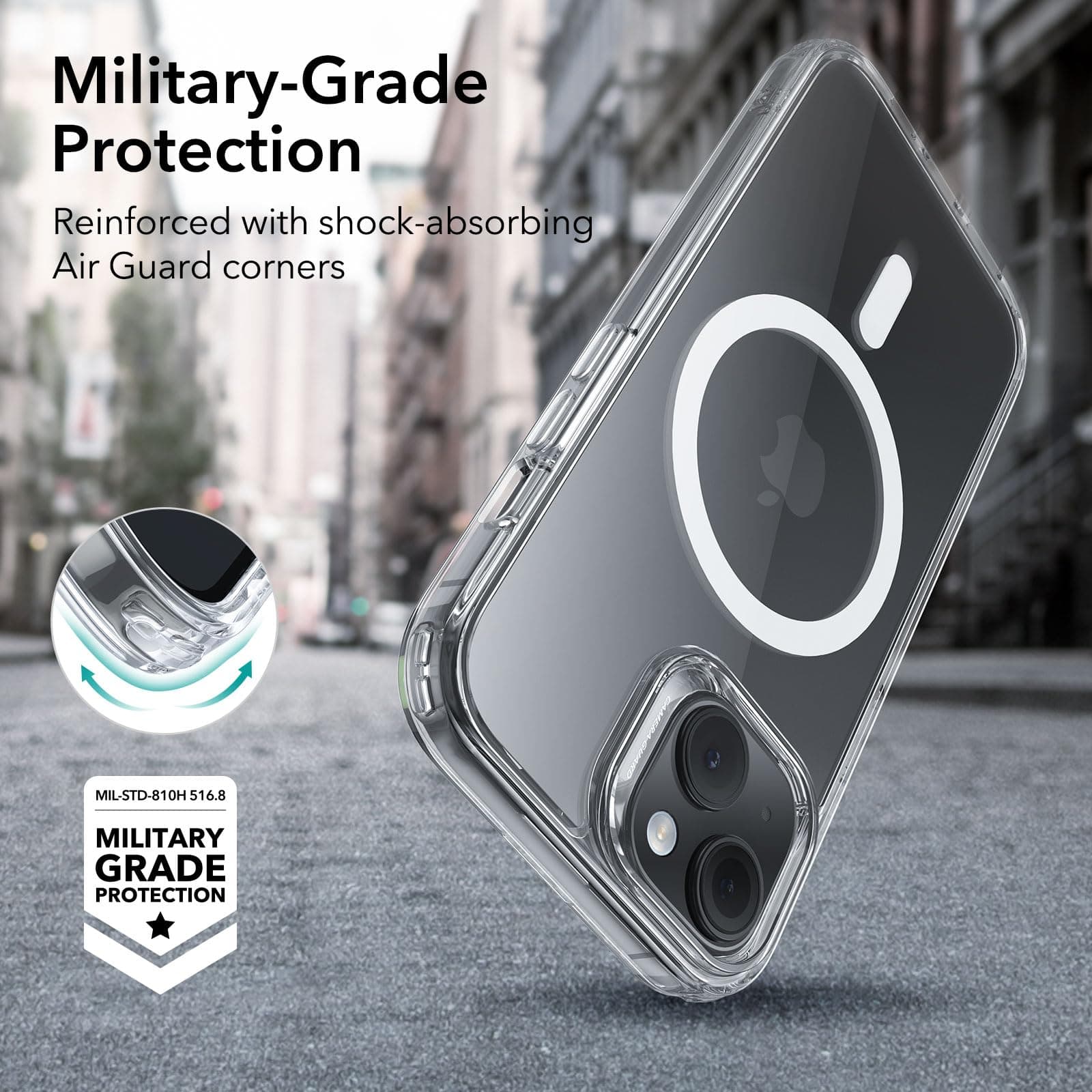 ESR for iPhone 15 Case, Compatible with MagSafe, Military-Grade Protection, Yellowing Resistant, Scratch-Resistant Back, Magnetic Phone Case for iPhone 15, Classic Series, Clear thumbnail 4