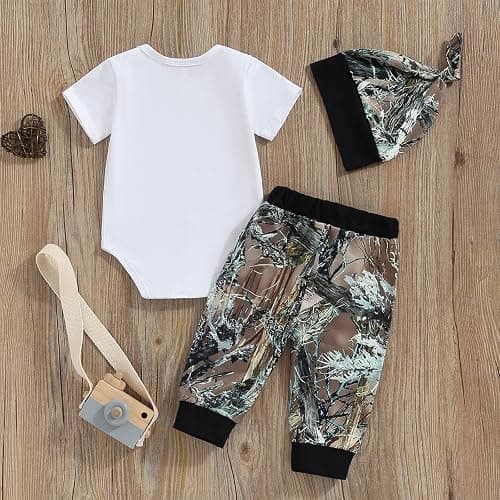 Hunting Baby Clothes Newborn Infant Boys Duck Deer Hunting Bodysuit and Jungle Camo Pants Outfit Set thumbnail 6