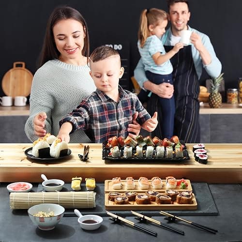 CraftZee All-Inclusive 𝗣𝗥𝗘𝗠𝗜𝗨𝗠 Sushi Making Kit for Beginners & Professionals - Sushi Maker with Rice Cooker, Reusable Chopsticks, Bazooka, Sushi Roller, Book - Sushi Kit for Family BPA-Free thumbnail 8