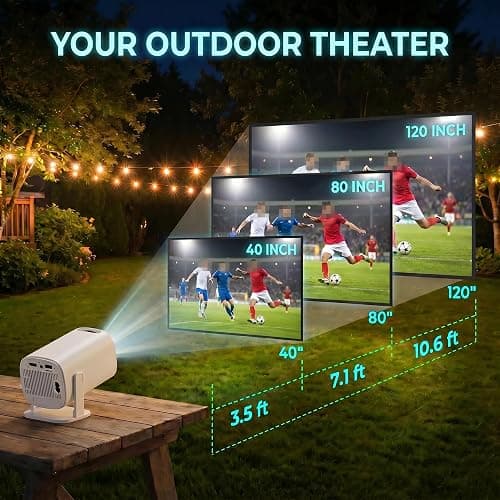 [Android 14 & 2026 Upgraded] YXLSSG Smart Portable Mini Projector with WiFi 6 & Bluetooth 5.4, 180° Rotatable, 1080P/4K Supported, Compatible with iOS/Android/TV Stick/Laptop/USB/HDMI thumbnail 5