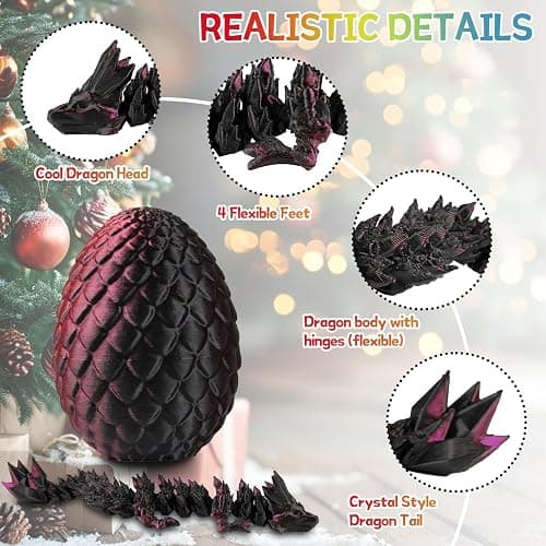 JOMBY 12PCS 3D Printed Dragon Eggs with Dragon Inside, Mini Egg Set, Articulated Crystal Fidget Toy for for Kids & Adults Gifts Christmas Ornament & Stocking Stuffers thumbnail 4