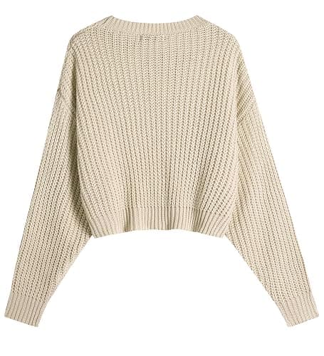 Ckikiou Spring Fall Crew Neck Batwing Cute Cropped Sweater for Women Sexy Lightweight Soft Knitted Short Pullover Jumper thumbnail 2