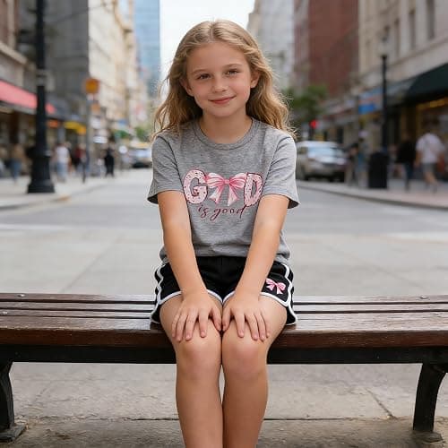 FJLSJSW Girls Clothes 2PCS Outfits Bow Letter t Shirt & Shorts Cute Summer Girls' Clothing Sets Teen Girl Clothes 7-14Y thumbnail 6