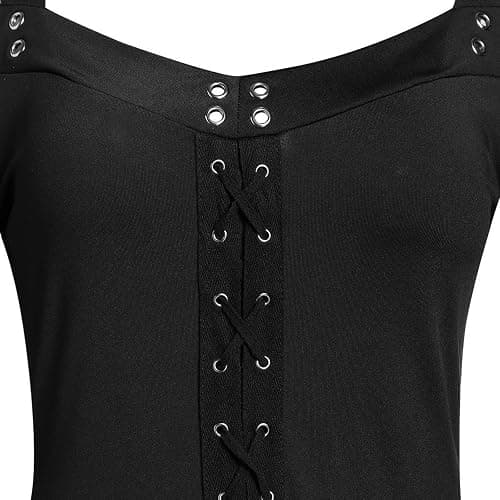 Gothic Vintage Lace Patchwork Women Dress Plus Size Goth Bandage Ladies Spaghetti Strap Dresses thumbnail 3