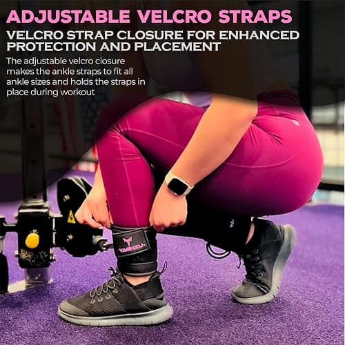 YAGHZU Ankle Straps for Cable Machines Women - Adjustable Gym Ankle Strap for Cable Machine, Neoprene Padded Cable Straps, Durable Leg Strap with Cable Cuff, Glute Kickback Ankle Strap with D Rings thumbnail 5