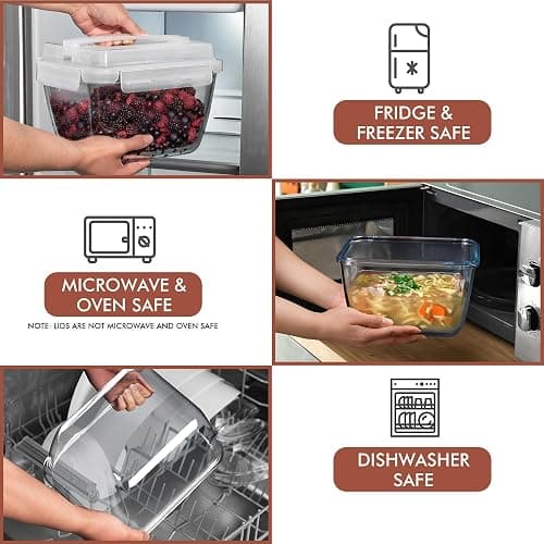 Razab 17 Cups / 132 Oz / 3900ml Large Glass Food Storage Containers with Lids - Leakproof, BPA-Free Large Meal Prep Container Ideal for Roasting Turkey, Store Leftover - Microwave & Oven Safe thumbnail 5