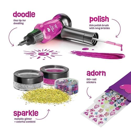 Nail Art Studio for Girls - Birthday Gift - Nail Polish Kit for Kids Ages 7-12 Years Old - Girl Gifts Ideas - Gift Set - Girly Stuff - Polish, Pens, Glitter, Stickers, Gems, Filer - 8 9 10 11 12 Year thumbnail 2