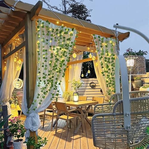RECUTMS 12 Pack 86Ft Fake Ivy Vines with String Light for Room Decor | Artificial Hanging Ivy Garland Leaves with 100 LEDs String Light for Bedroom Backdrop Aesthetic Wall Wedding Party Home Decor thumbnail 6