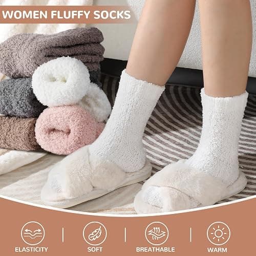 Premillow Womens Fuzzy Socks Fluffy Socks Women Winter Cozy Sock Warm Slipper Home Sleeping Sock for Women thumbnail 6