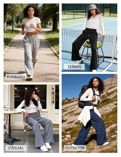 PEHMEA Women's Wide Leg Sweatpants High Waisted, Cozy Lounge Pants with Pockets Drawstring Loose Fit Casual Joggers thumbnail 6