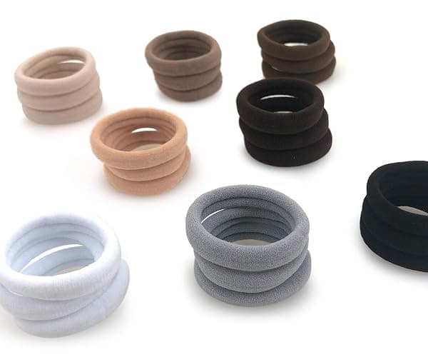 Cyndibands Seamless Hair Ties - Neutrals - Extra Gentle Soft and Stretchy Nylon Fabric Ponytail Holders - 12 Count thumbnail 7