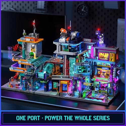 Lumibricks Cyberpunk Game Stack Lighting-Building-Bricks Set - Cyberpunk Neon City Future Gaming Room Street View Collection LED Light Model Set 2580 Pcs for Adults and Sci-fi Lovers thumbnail 7