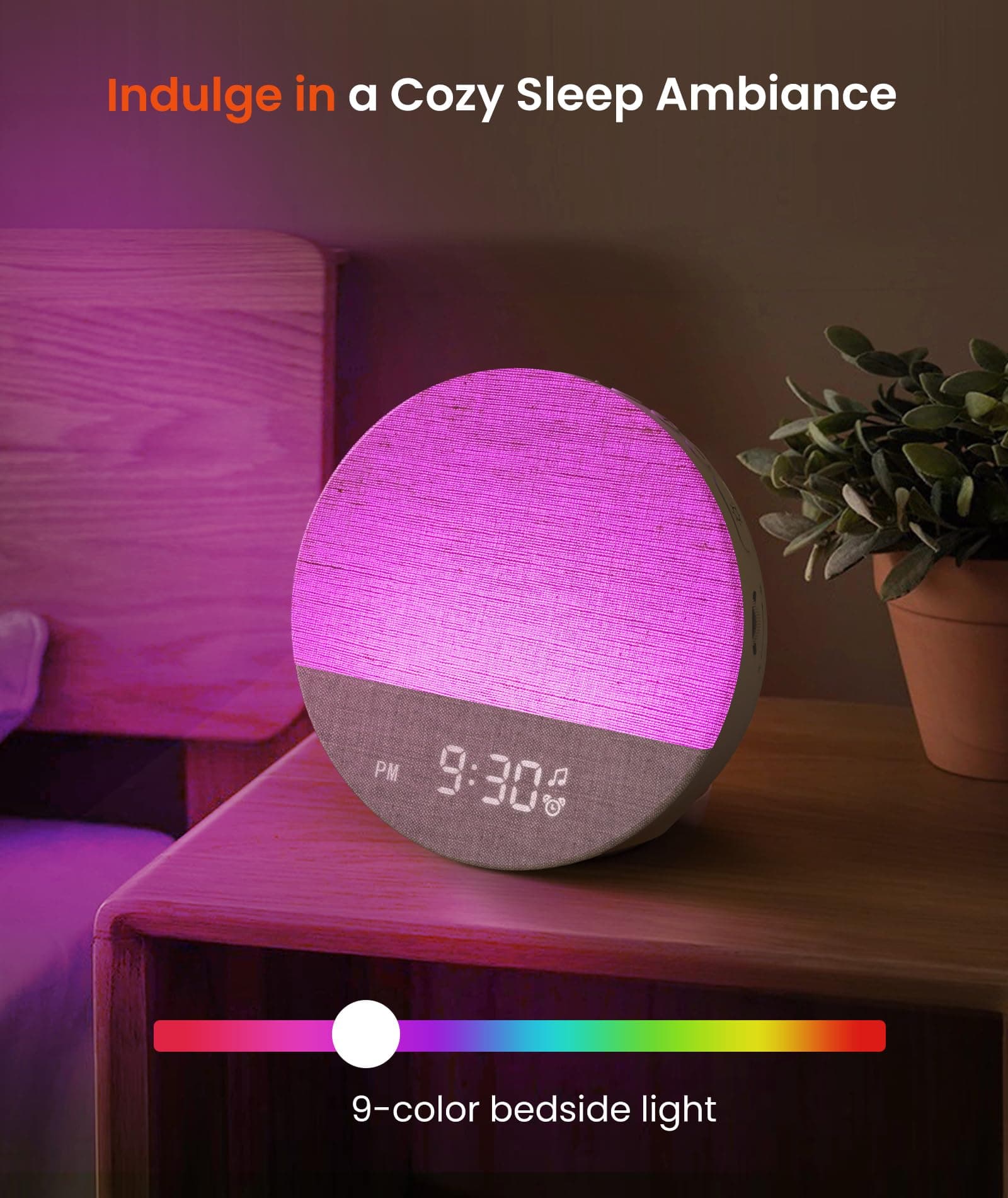 Dreamegg Sunrise 1 - Sound Machine Sunrise Alarm Clock with 9 Night Lights, 29 Soothing Sound for Sleep, White Noise Machine, Timer, Dimmable, Wake Up Light Alarm Clock for Bedroom, Kids, Adult, Gift thumbnail 5