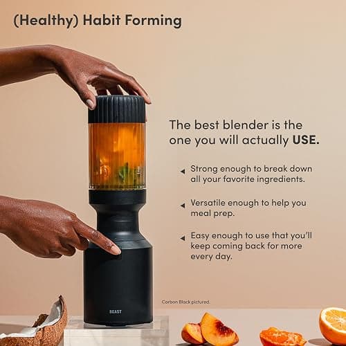 The Beast Mini Blender Plus | Mini Countertop Kitchen Blender | Blend Smoothies and Shakes, Dressings, Sauces, Dips | Extra Vessels, Straw Cap and Straws Included | 600W (Sand) thumbnail 4
