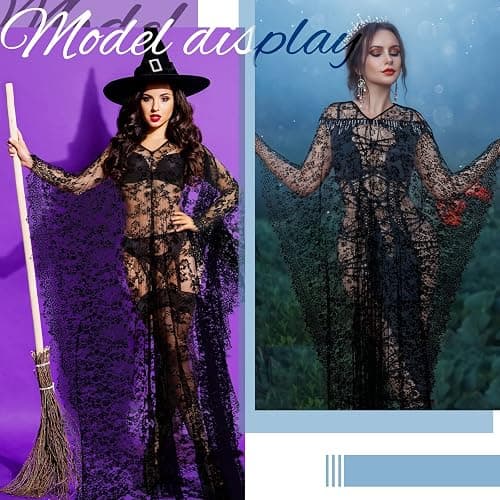 Mepase Boho Witch Lace Kimono Kaftan Dress Robe Bikini Swimsuit Beach Cover up for Women Maternity Halloween Vampire Costume thumbnail 5